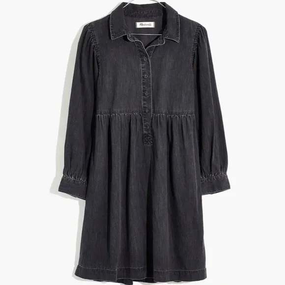 madewell black denim shirt dress Madewell Black Denim Shirtdress Colton Wash S